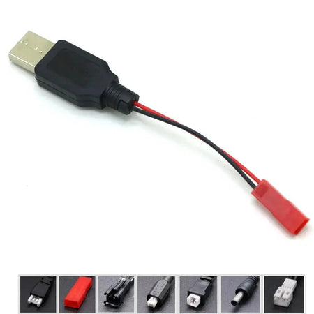 RC USB Charging 3.7V Lithium Battery Charger Cable USB to JST/SM/Futaba Plug for 3Rc Drone Quadcopter by InterCyprus Trading Ltd