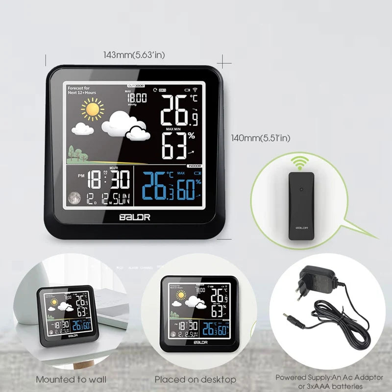 Baldr Colour Digital Weather Station with Moon Phase &amp; Remote Sensor