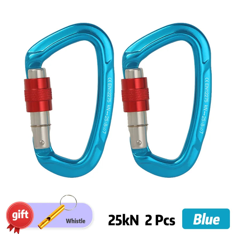 XINDA 25kN D-Shape Screwgate Carabiner - Strong Aluminium Alloy for Outdoor Adventures Blue 2