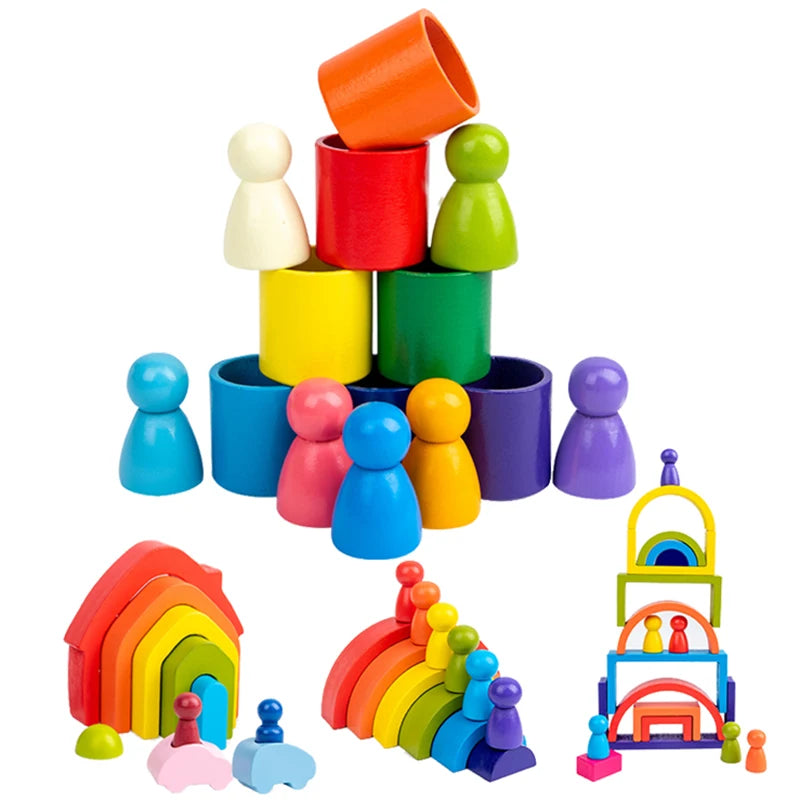 Wooden Rainbow Arched Building Blocks &ndash; Montessori Toy