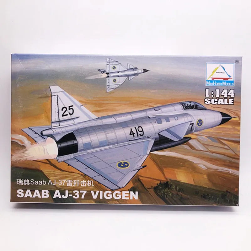 Trumpeter 1/144 Military Fighter Model Kit - Plastic Assembly Airplane Sweden AJ-37
