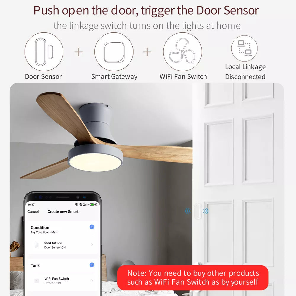 Tuya Smart WiFi Door Sensor Door Open/Closed Detectors App Notification Alert Security Alarm Support Alexa Google Home