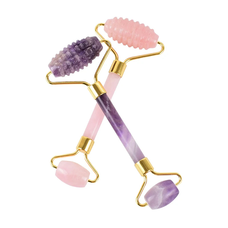 Hřebčík Jade Roller Růžový Křemen Gua Sha Obličejový Masér