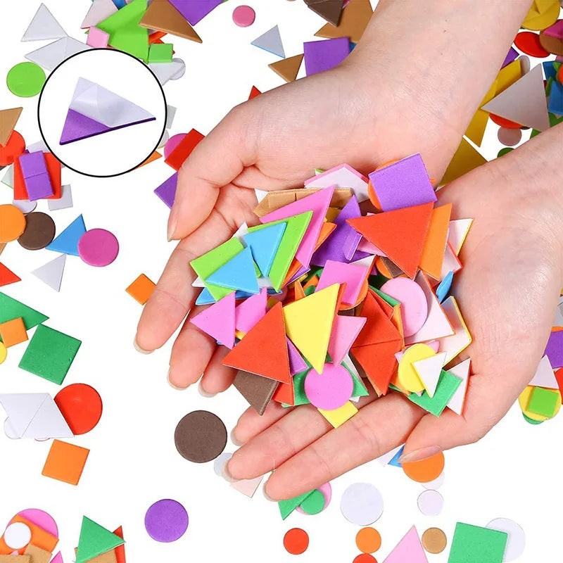 Colorful Self-Adhesive EVA Foam Geometry Puzzle Stickers | 400/200pcs Educational and DIY Arts &amp; Crafts Toy for Kids