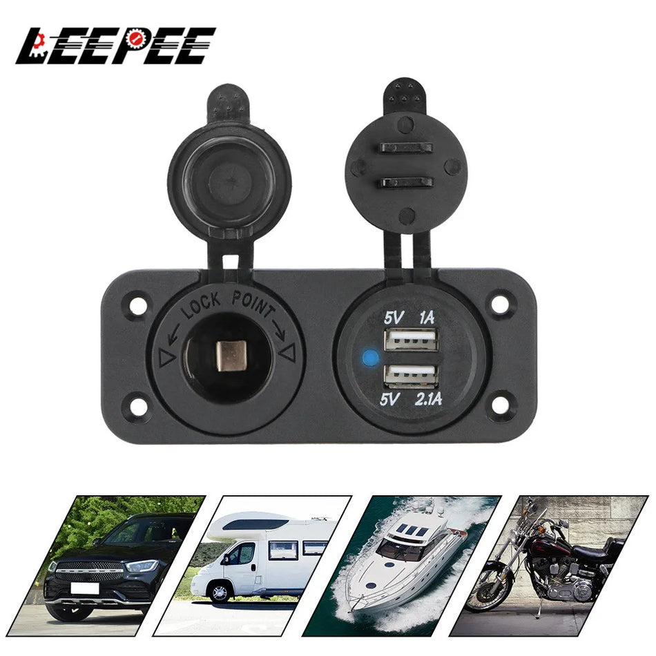 Automobilinis 24V 12V USB Įkroviklio Adapteris su 3 Lizdų Skirstytuvu Dviejų USB 3.0