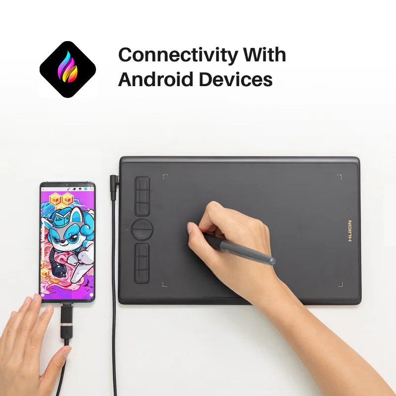 HUION Inspiroy H610X med lutande penna, batterifri, fungerar med PC Android