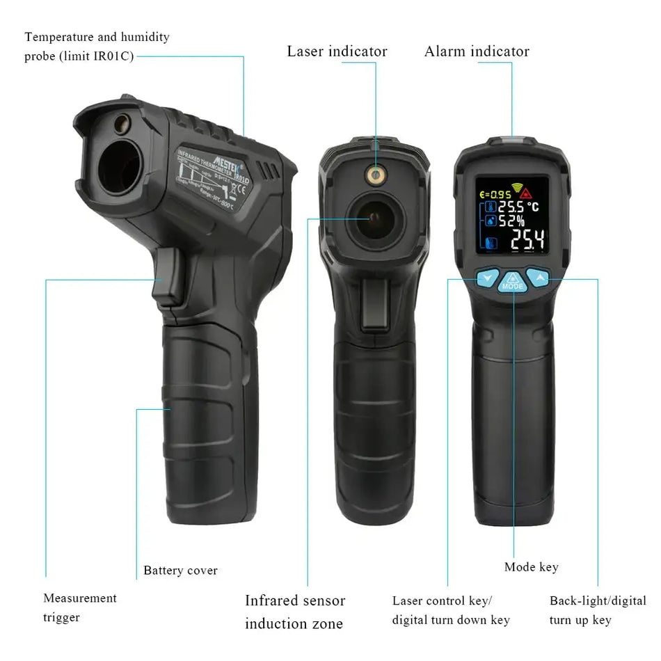 Mestek IR01D Infrared Thermometer With Adjustable Emissivity