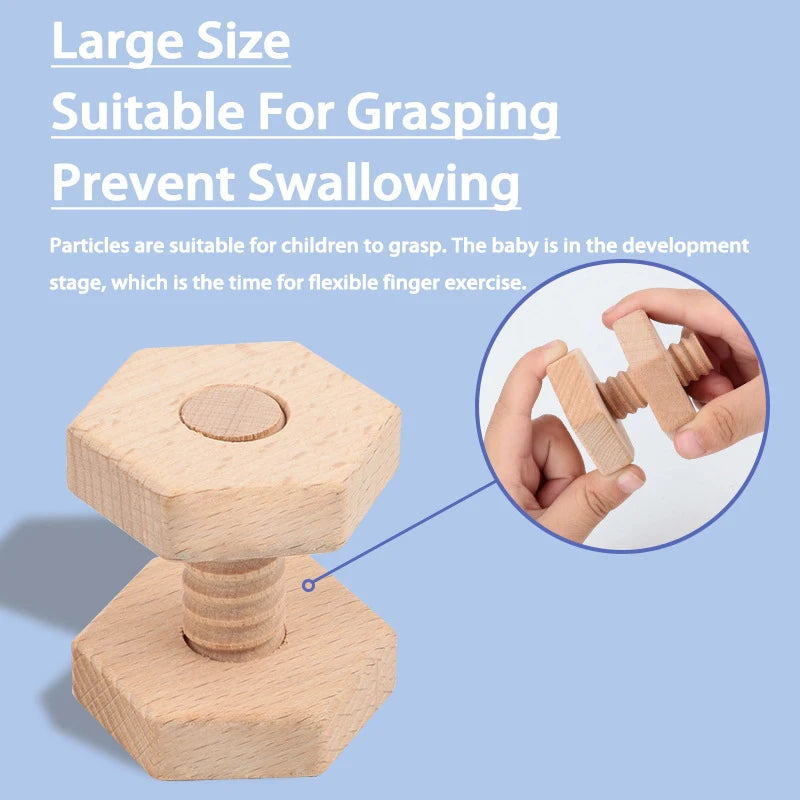 Beech Baby Toys Screw Nut Wooden Blocks &ndash; Motor Skills