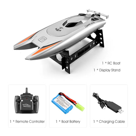 High-Speed 30Km/h RC Racing Boat with Dual Motors and Waterproof Design WHITE