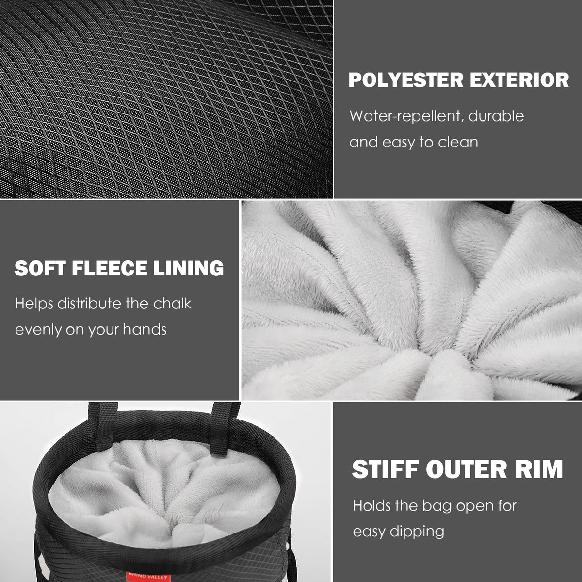 NoEnName_Null Waterproof Rock Climbing Chalk Bag with Zipper Pocket and Adjustable Belt