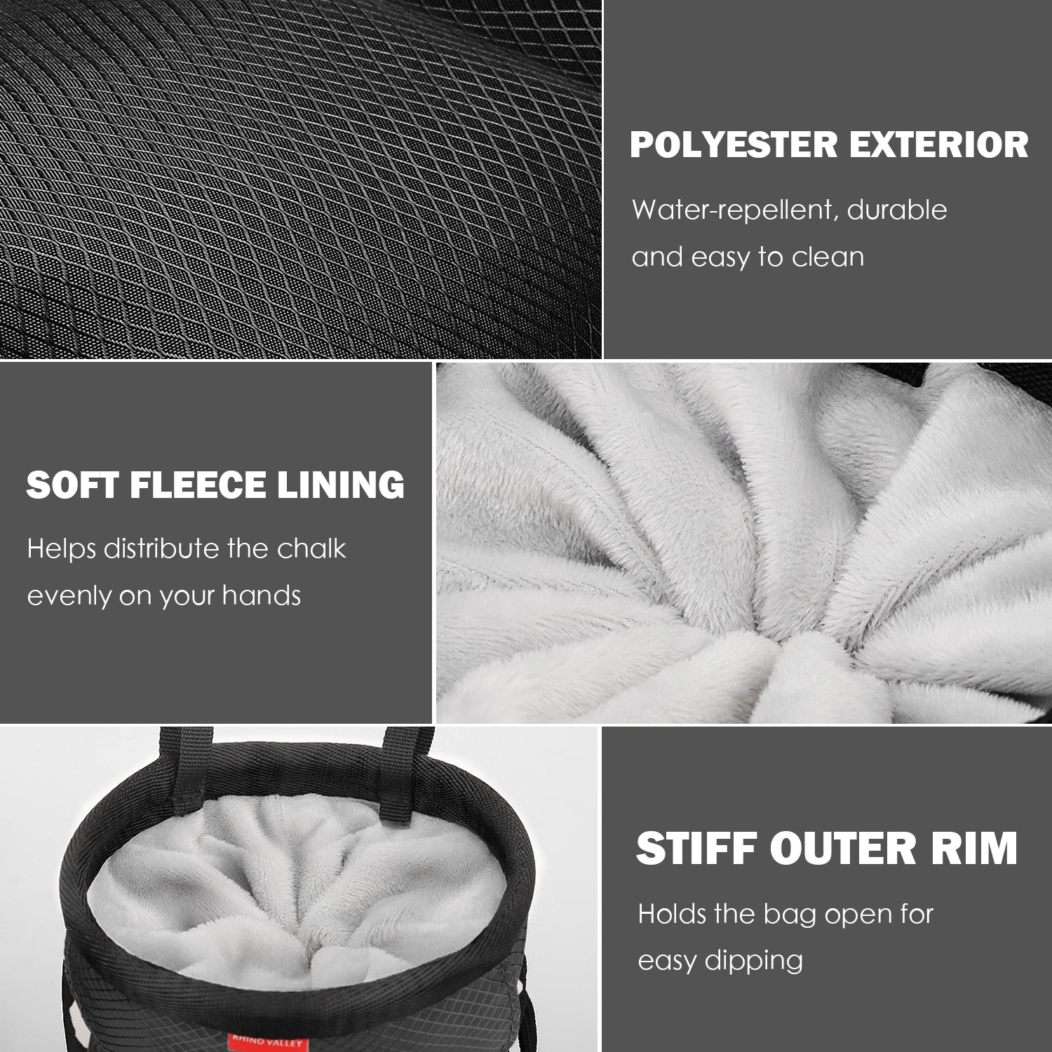 NoEnName_Null Waterproof Rock Climbing Chalk Bag with Zipper Pocket and Adjustable Belt