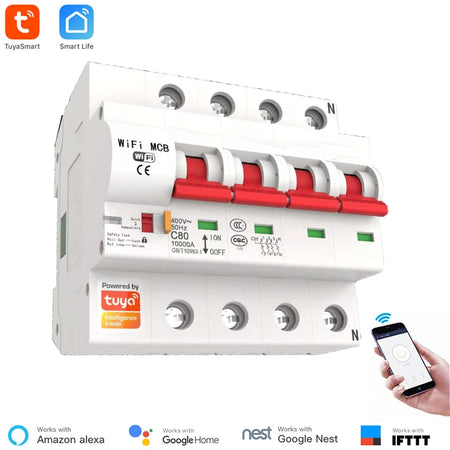 Tuya 40A Smart WiFi Circuit Breaker with Overload &amp; Short Circuit Protection 4P 40A