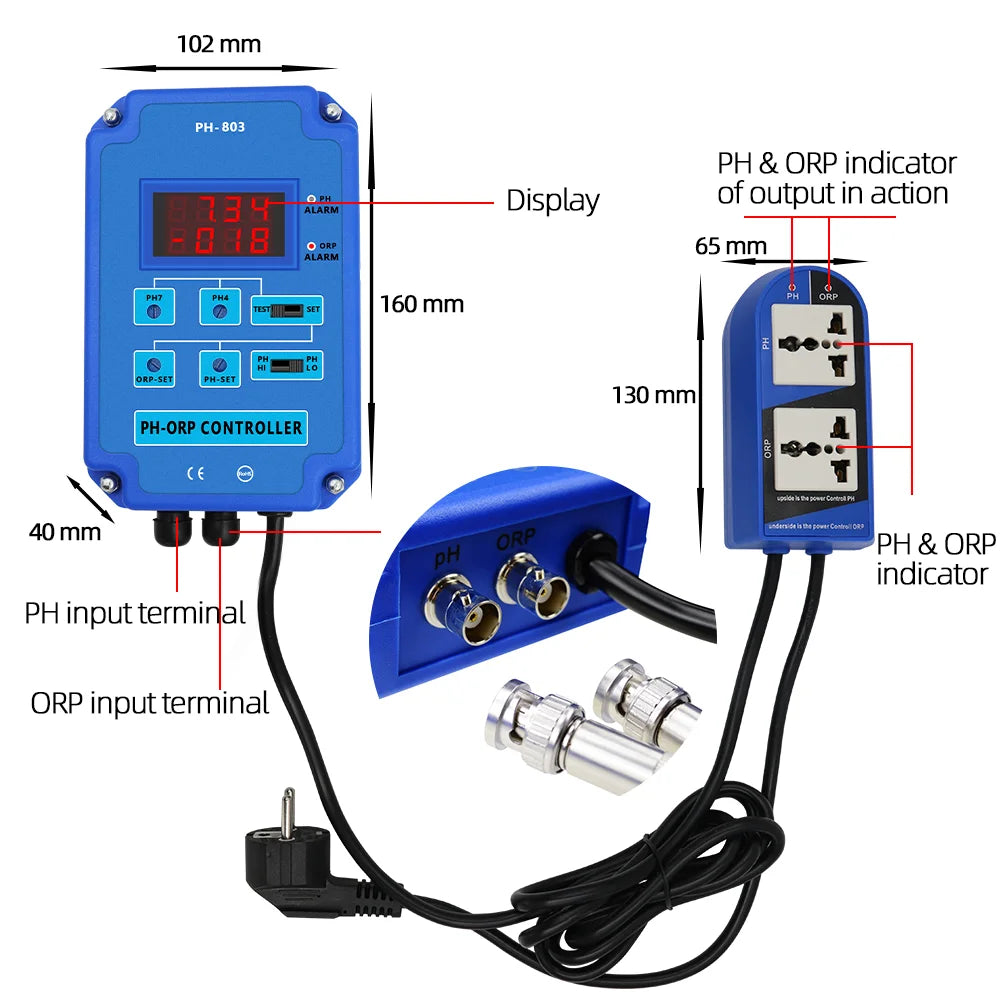 PH-803 2 In 1 PH ORP Controller Monitor &ndash; Digital Redox