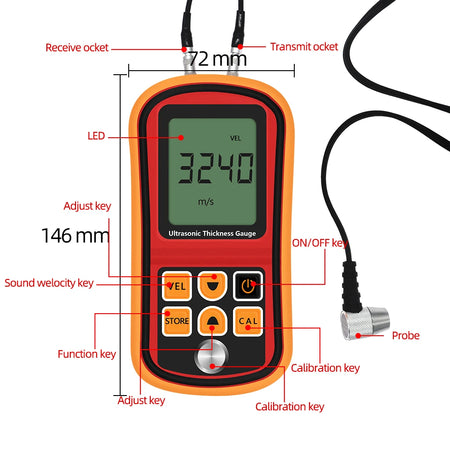 GM100 Ultrasonic Thickness Gauge &ndash; Wide 1.2 to 220mm Range