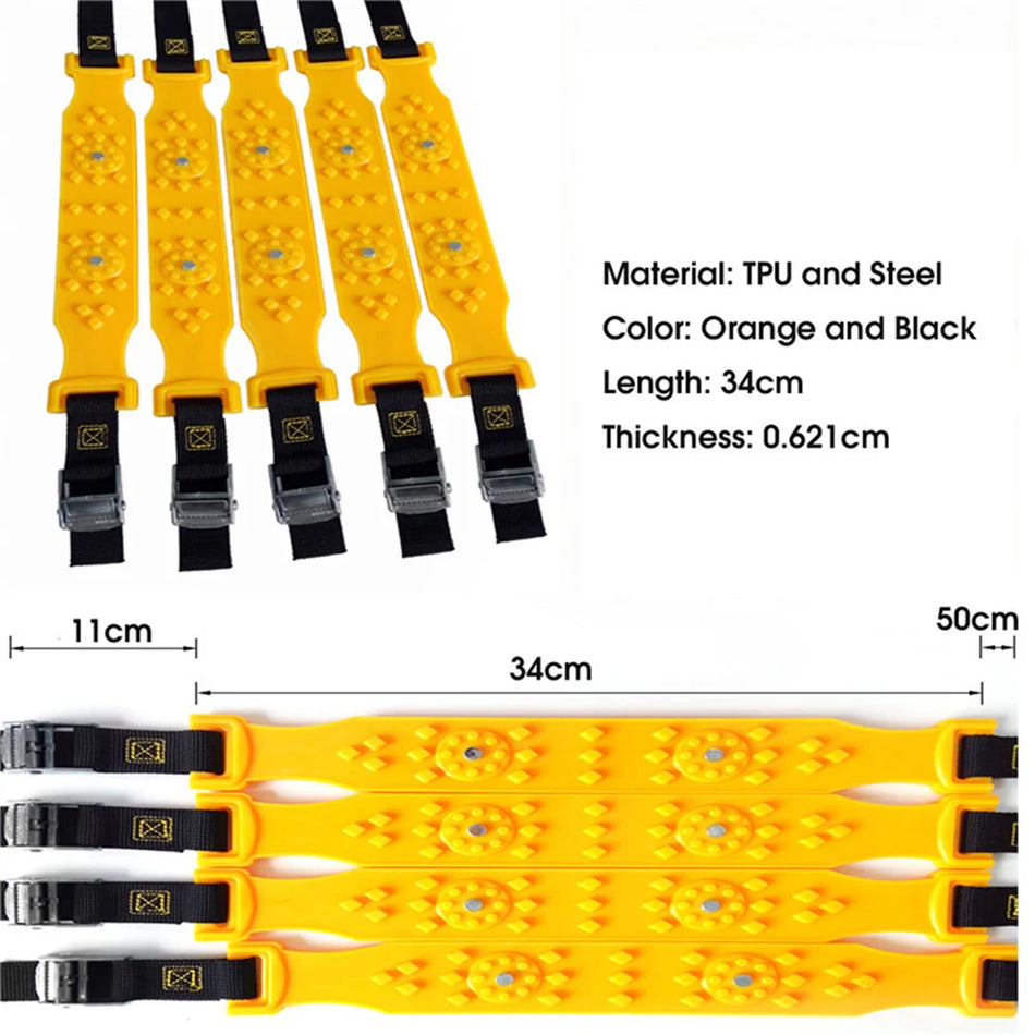 TPU Противоскользящие снежные цепи для автомобилей, 10 штук с металлическим усилением