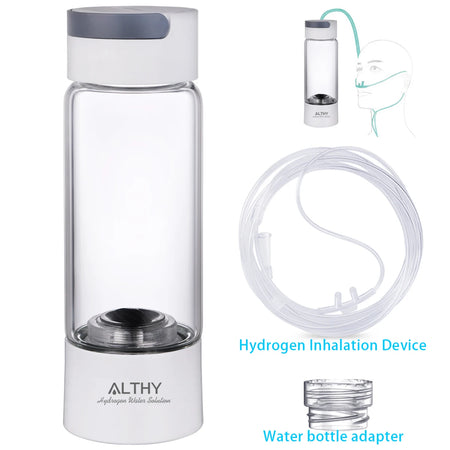 ALTHY H2 Water Bottle &ndash; Dual Chamber Dupont Ionizer Glass Cupbody