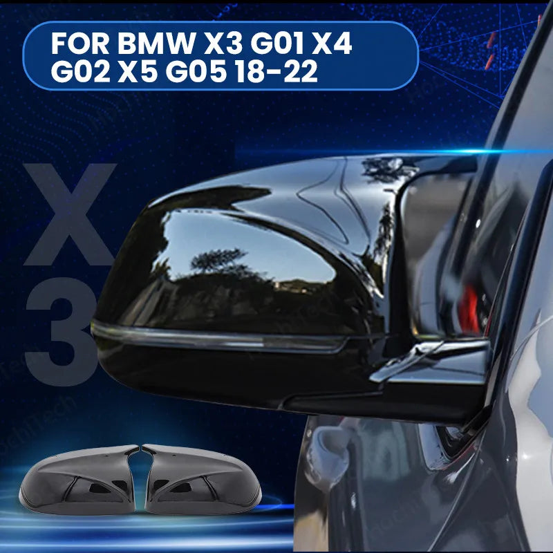 Galinio vaizdo veidrodžių dangteliai juodi ABS BMW X3 G01 X4 G02 X5 G05 2018-2022