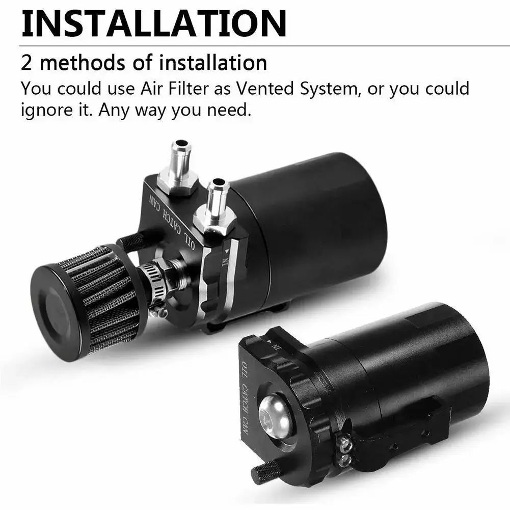 Universal Baffled Aluminum Oil Catch Can Reservoir Tank Oil Tank With Breather Filter OCC-1020A by InterCyprus Trading Ltd