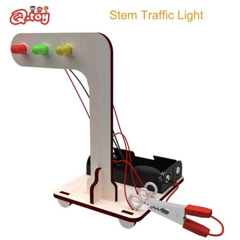 Kit de Brinquedo STEM de Semáforo de Madeira para Aprendizagem Científica