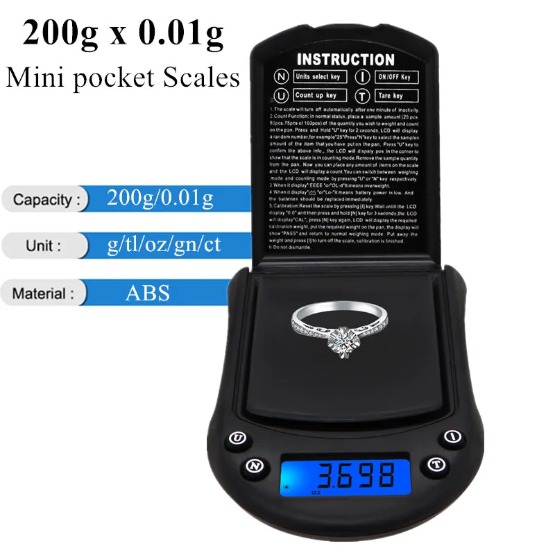 200g 0.01g Digital Pocket Scale - Ultra Accurate Weighing