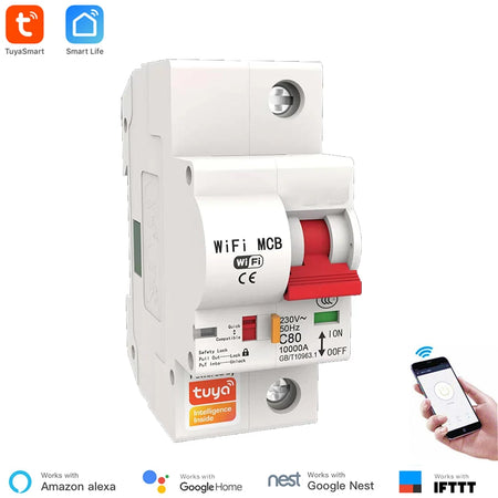Tuya 40A Smart WiFi Circuit Breaker with Overload &amp; Short Circuit Protection 1P 40A