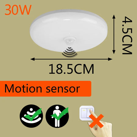 Smart LED Ceiling Light with Motion Sensor for Home &amp; More 30W 18.5cm / 85-265V / Cold White