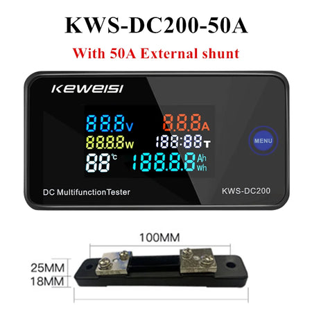 KWS-DC-200 Digital Voltmeter Ammeter 0-200V &ndash; Reset Function DC200-50A