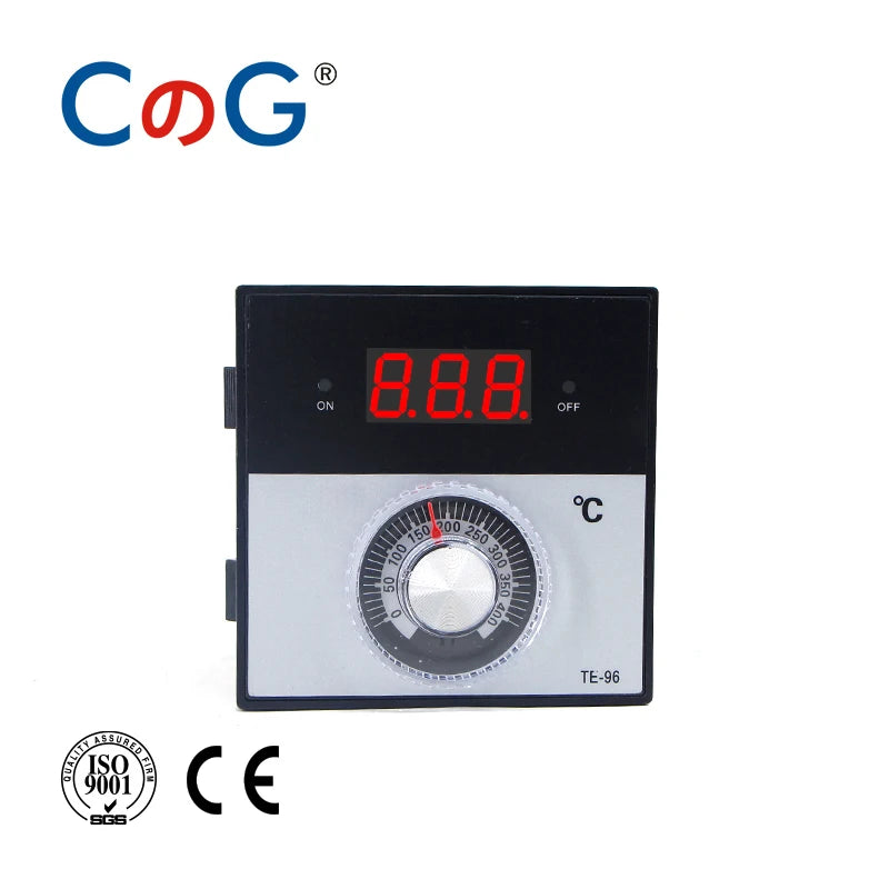 Цифровой термостат с дисплеем 96x96 мм с входами K/J/PT100, релейным выходом, 0-600°C, 220/24/380V