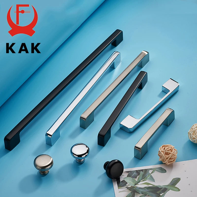 KAK Zinc Alloy Black Cabinet Handles For Doors And Drawers