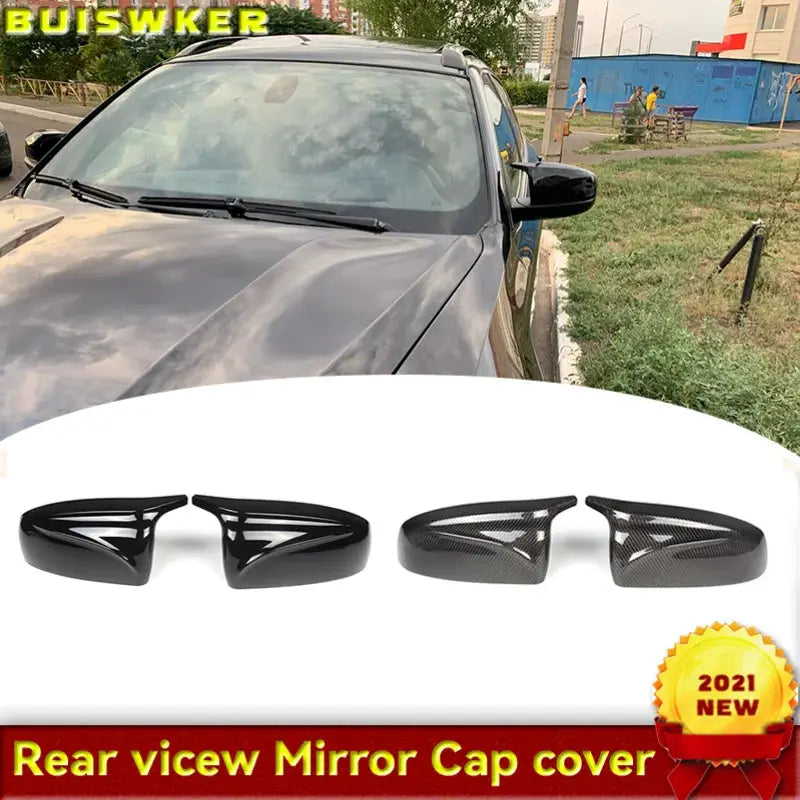 2pcs Side Wing Rearview modified car styling Bright black Carbon Fiber Pattern Mirror Cover caps For BMW X5 E70 X6 E71 2008-2013 by InterCyprus Trading Ltd