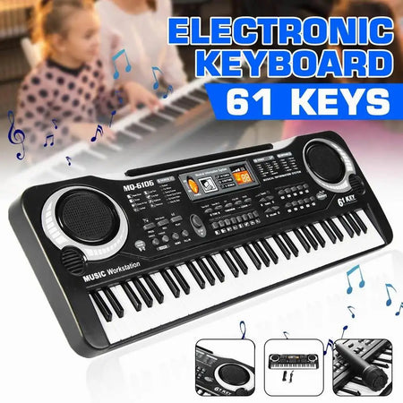 Kids Electronic Piano Keyboard &ndash; Portable 61 Keys with Microphone