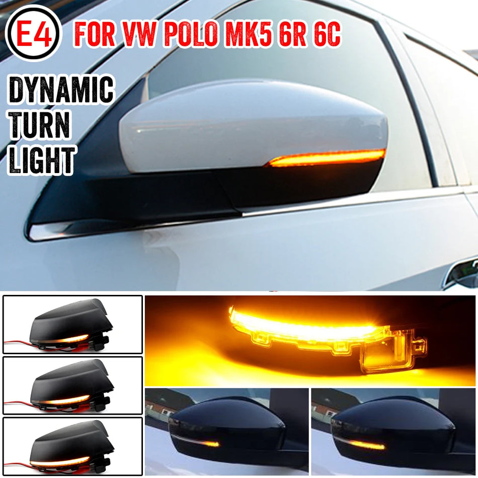 Señales de giro LED dinámicas para espejo lateral de VW Polo MK5 6R 6C 2009-2017
