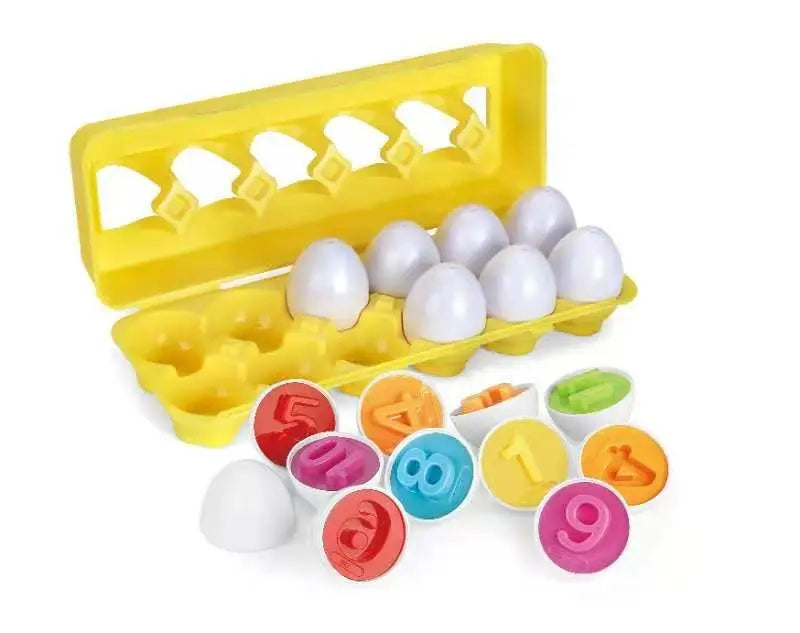 Montessori Egg Toys &ndash; Geometric Shapes Alphabet Puzzle Fun 12pcs Arabic number