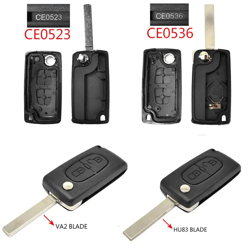Car Key Remote Flip Key Shell Case 2 Buttons CE0523 CE0536 For Peugeot 308 207 307 3008 5008 807 For Citroen C2 C3 C4 C5 C6 C8 by InterCyprus Trading Ltd