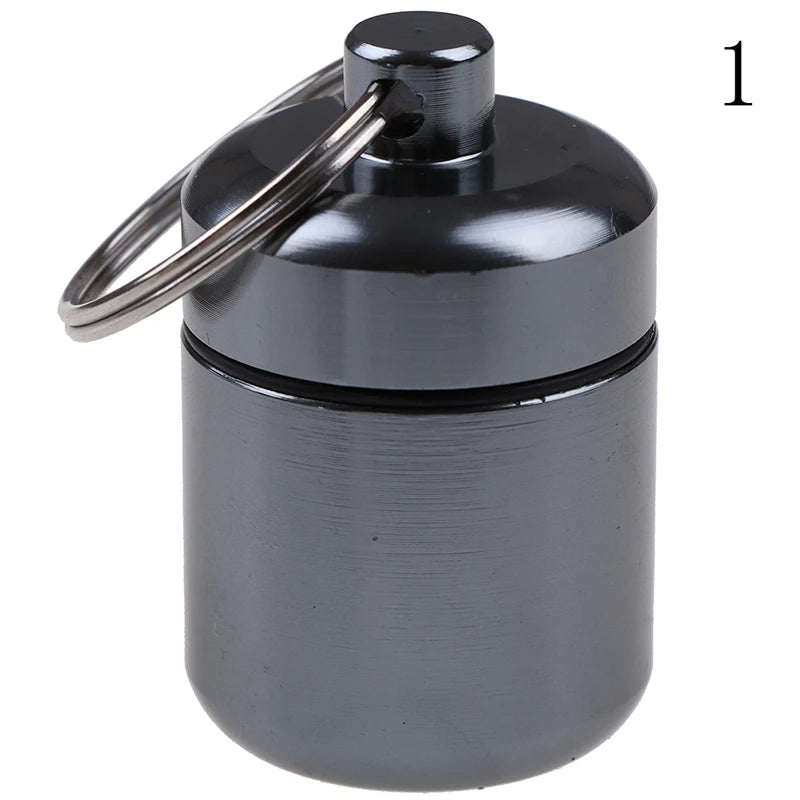 Compact Waterproof Aluminum Alloy Pill Box Keychain &ndash; Portable Medicine Storage Container for Travel and Health Care P1
