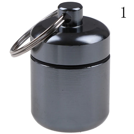 Compact Waterproof Aluminum Alloy Pill Box Keychain &ndash; Portable Medicine Storage Container for Travel and Health Care P1