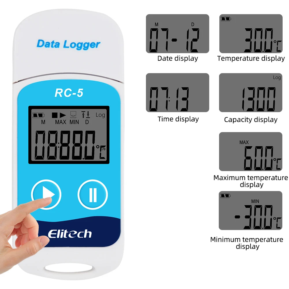 RC-5 USB Temperature Data Logger &ndash; 32000 Point PDF Report