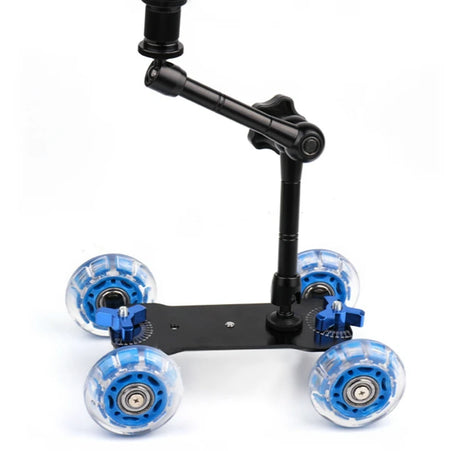 Tabletop Mobile Rolling Video Rail Skater for DSLR - Dolly+11'' Magic Arm Dolly Car-Magic Arm