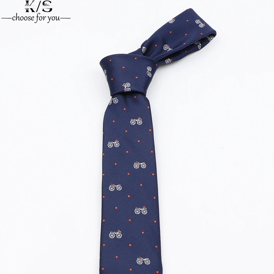 Men's Cartoon Bicycle Skinny Tie 6CM