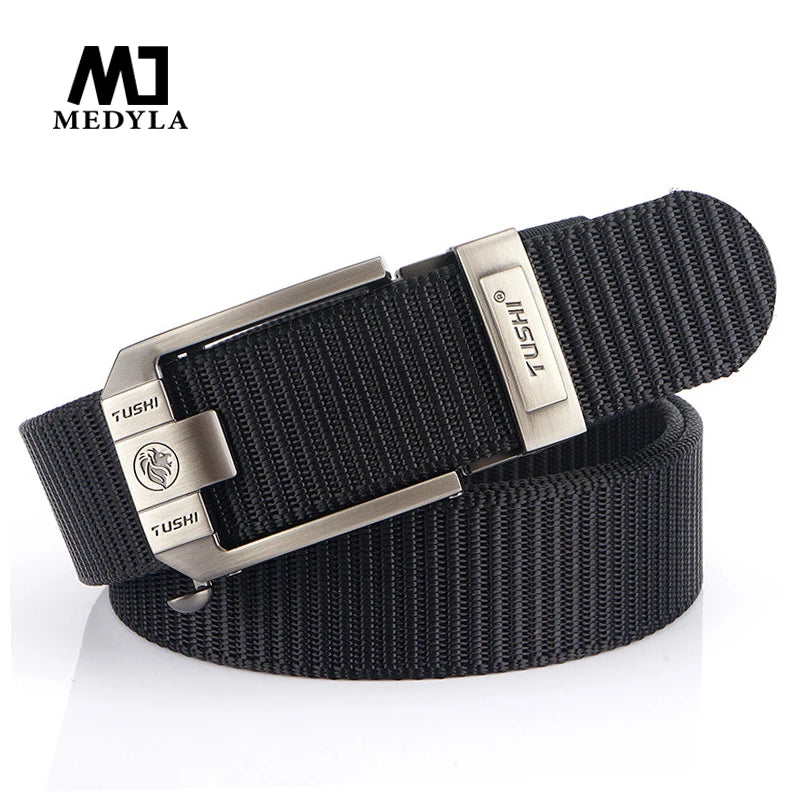 MEDYLA Tactical Nylon Belt with Metal Buckle - Heavy Duty Military &amp; Outdoor Use