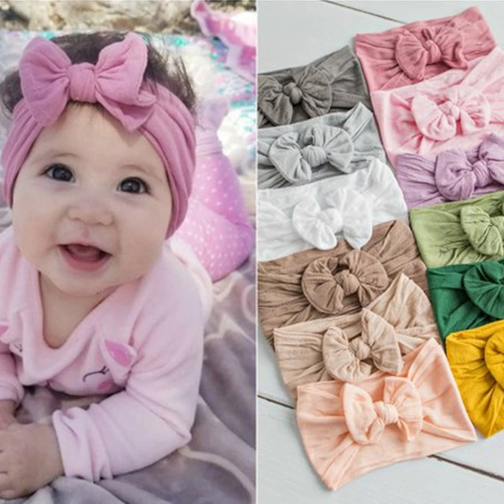 Cute Baby Girl Bowknot Headband - Soft Elastic Hair Accessory for Newborns and Toddlers