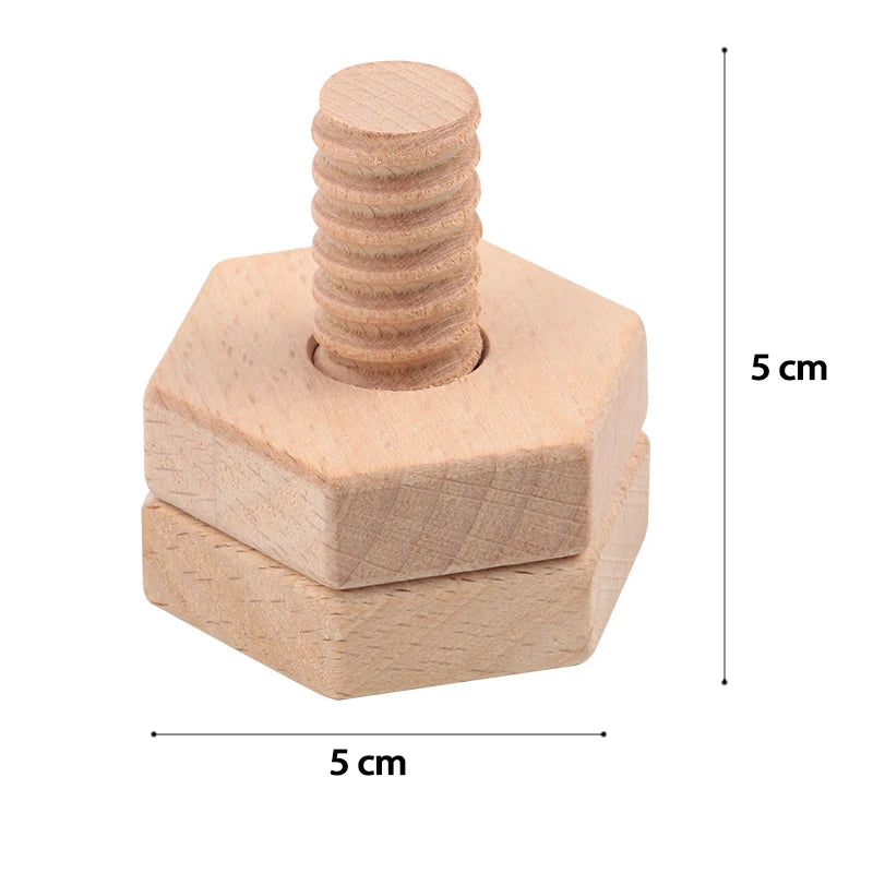 Beech Baby Toys Screw Nut Wooden Blocks &ndash; Motor Skills C