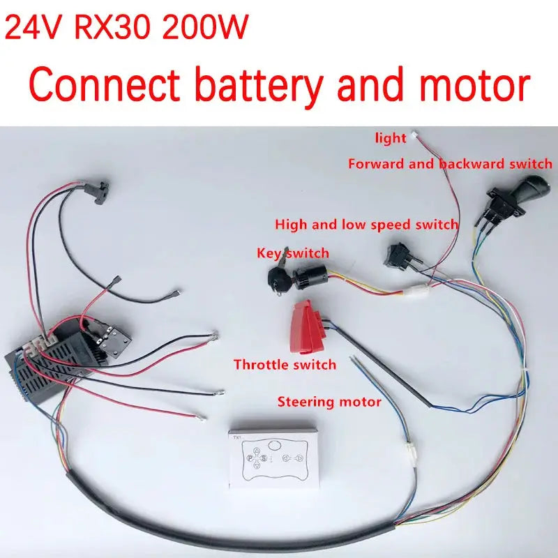 DIY 24V 200W wire harness for children's electric car with switch and remote control receiver Ride On Toys Accessories set by InterCyprus Trading Ltd