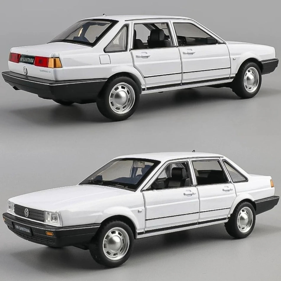 Mașinuță de jucărie din aliaj diecast cu retragere, cu sunet și lumină pentru Santana, scală 1:24