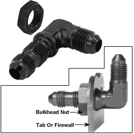 AN6 AN8 AN10 Male to Male 90 Degree Flare Union Bulkhead Fitting Adapter with Nut For Tab or Wirewall by InterCyprus Trading Ltd