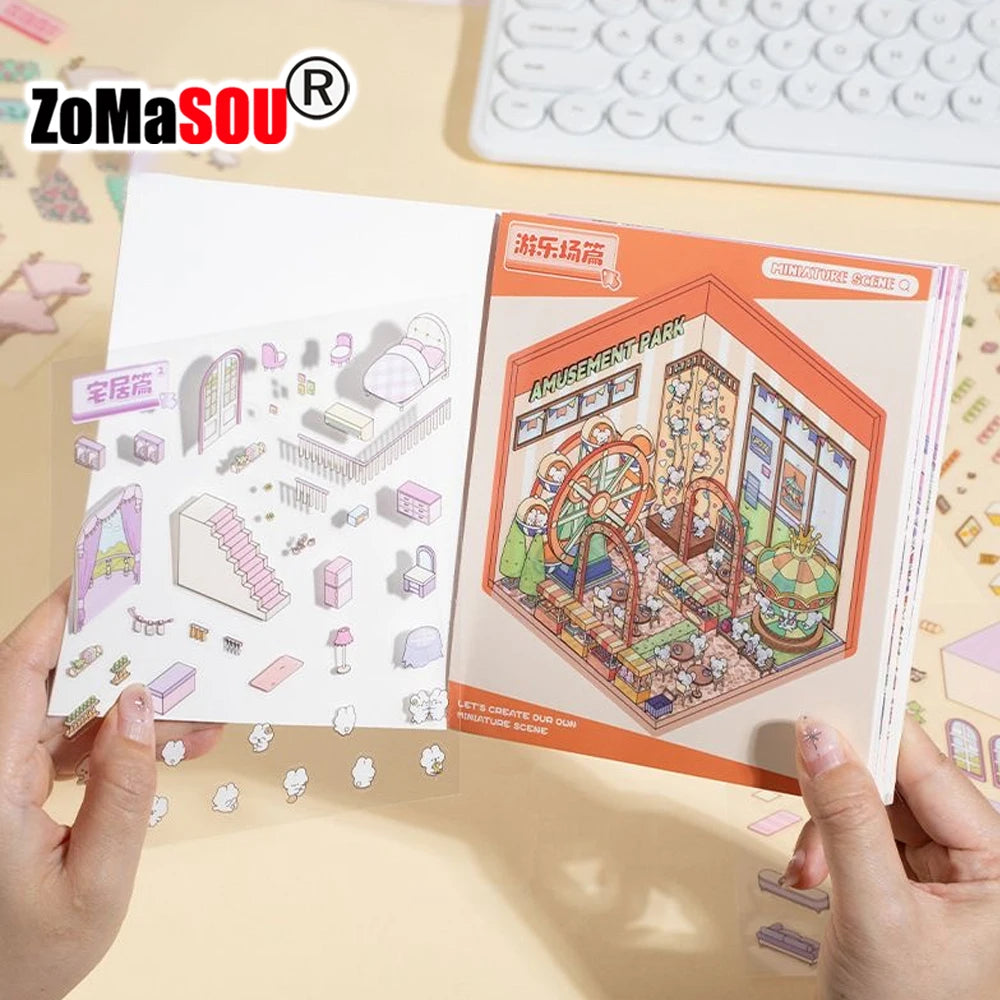 3D Cartoon Landscape Sticker Book - DIY Creative Scenes for Kids