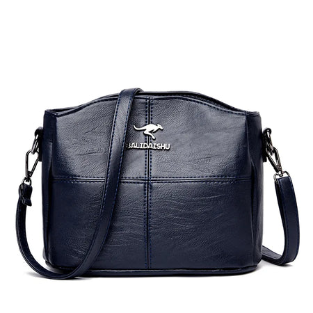 Elegant Embroidered PU Leather Tote Bag for Women DEEP BLUE / CHINA