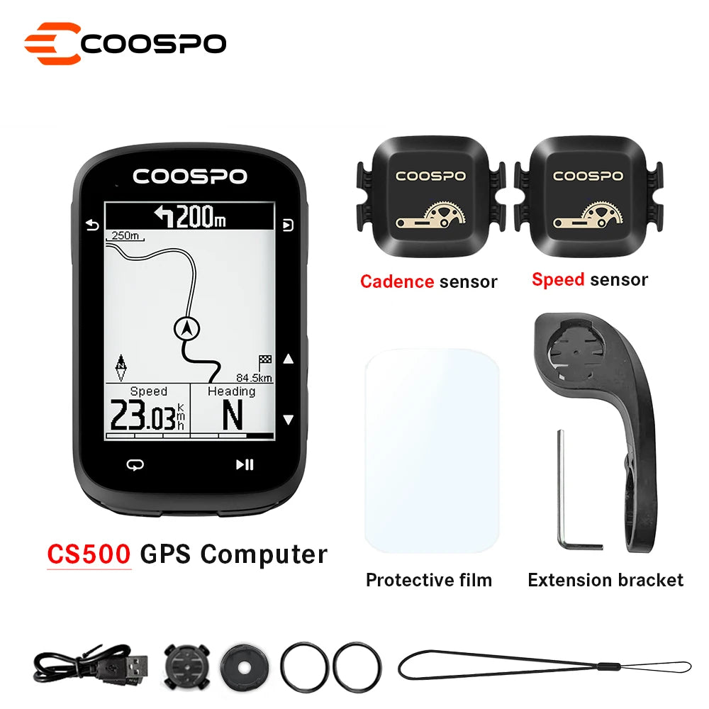 COOSPO CS500 Bike Computer &ndash; Bluetooth Enabled GPS Navigation CS500 BK467 2PCS / CHINA