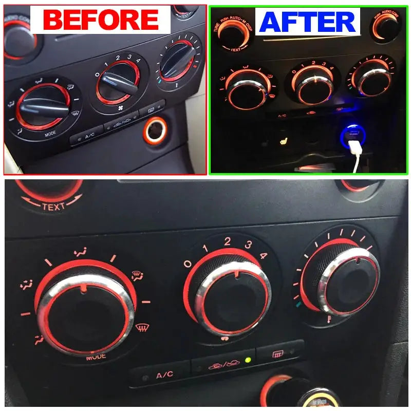 3PCS FOR MAZDA3 MAZDA 3 M3 2003 2004 2005 2006 2007 2008 SWITCH KNOB KNOBS HEAT HEATER CONTROL BUTTONS DIALS A/C AIR CON COVER by InterCyprus Trading Ltd