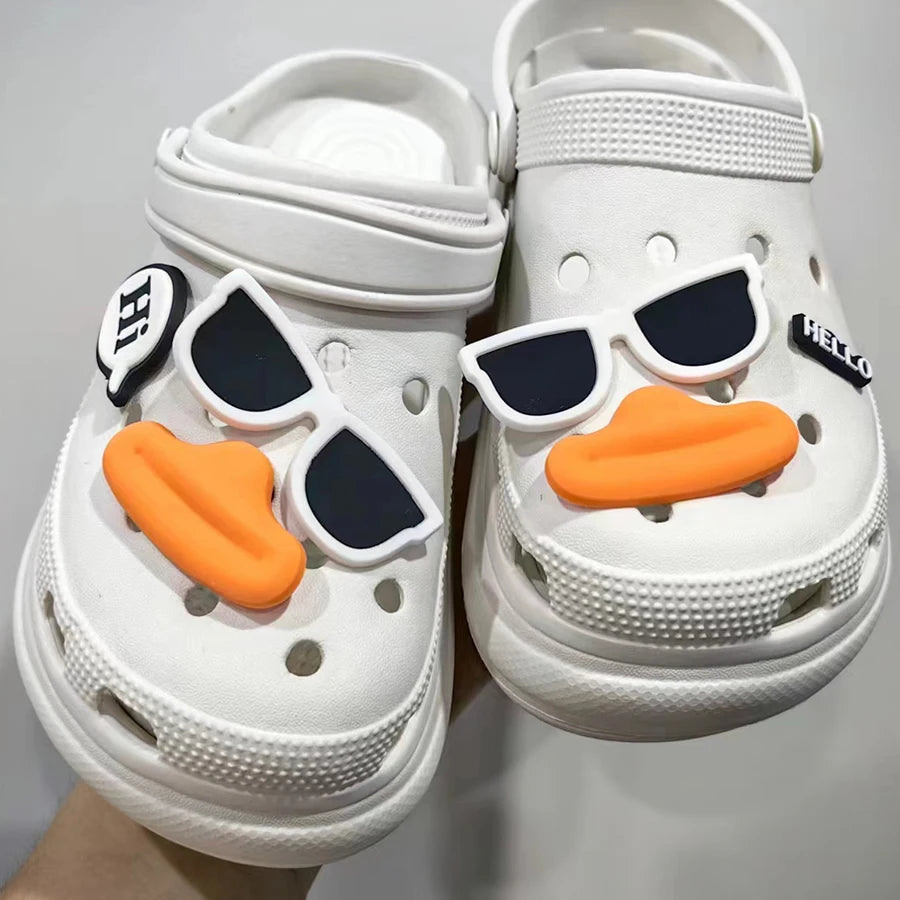 Funny Face PVC Sausage Mouth Charms Set for Clogs and Sandals White1 / CHINA